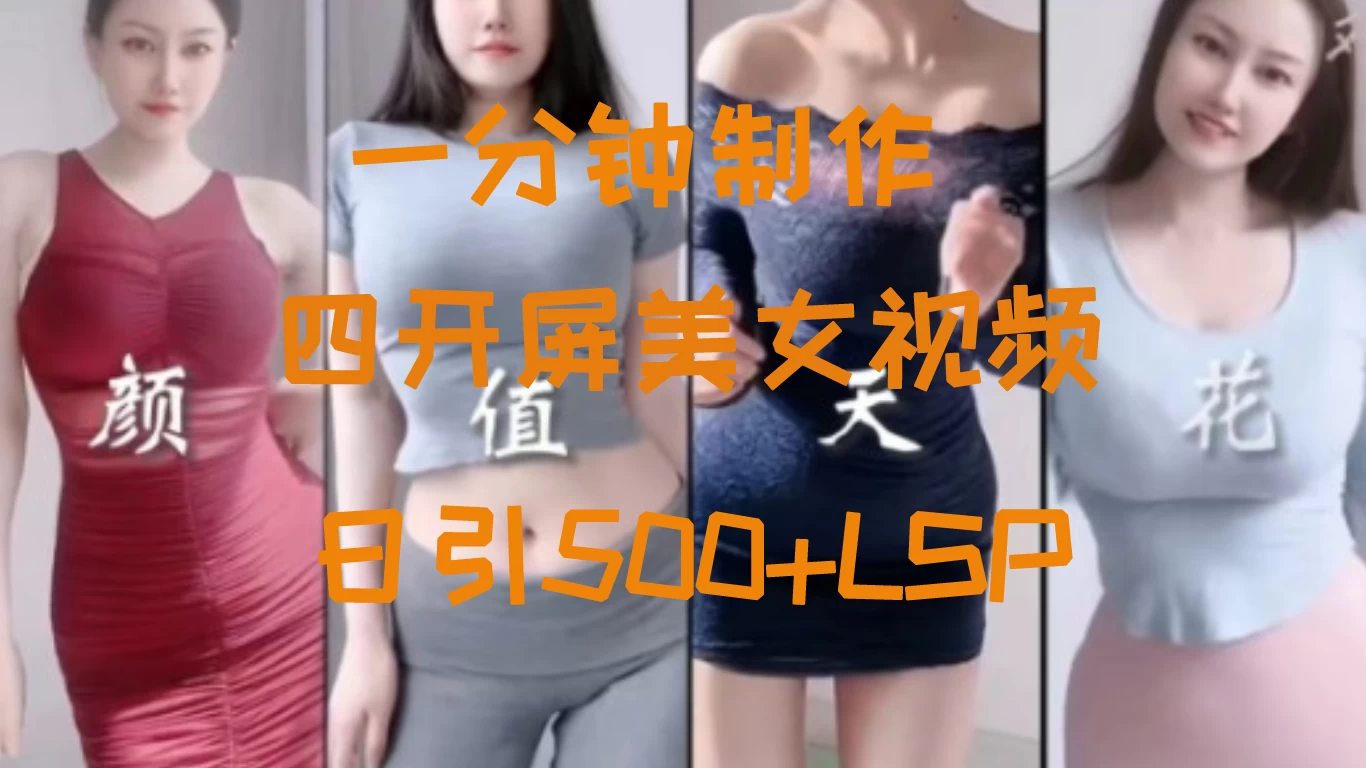 S粉新玩法，流量爆炸，美女视频四开屏，日引500+ - 小辰精品|源码站™