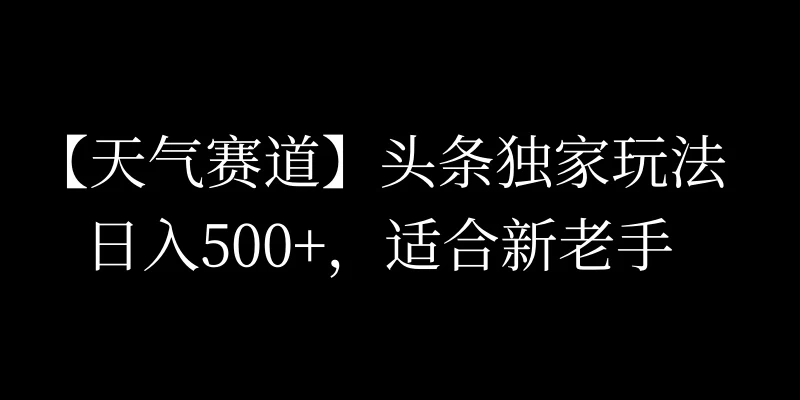 头条天气赛道，日入500+，独家玩法，AI模板写文，适合新老手 - 小辰精品|源码站™