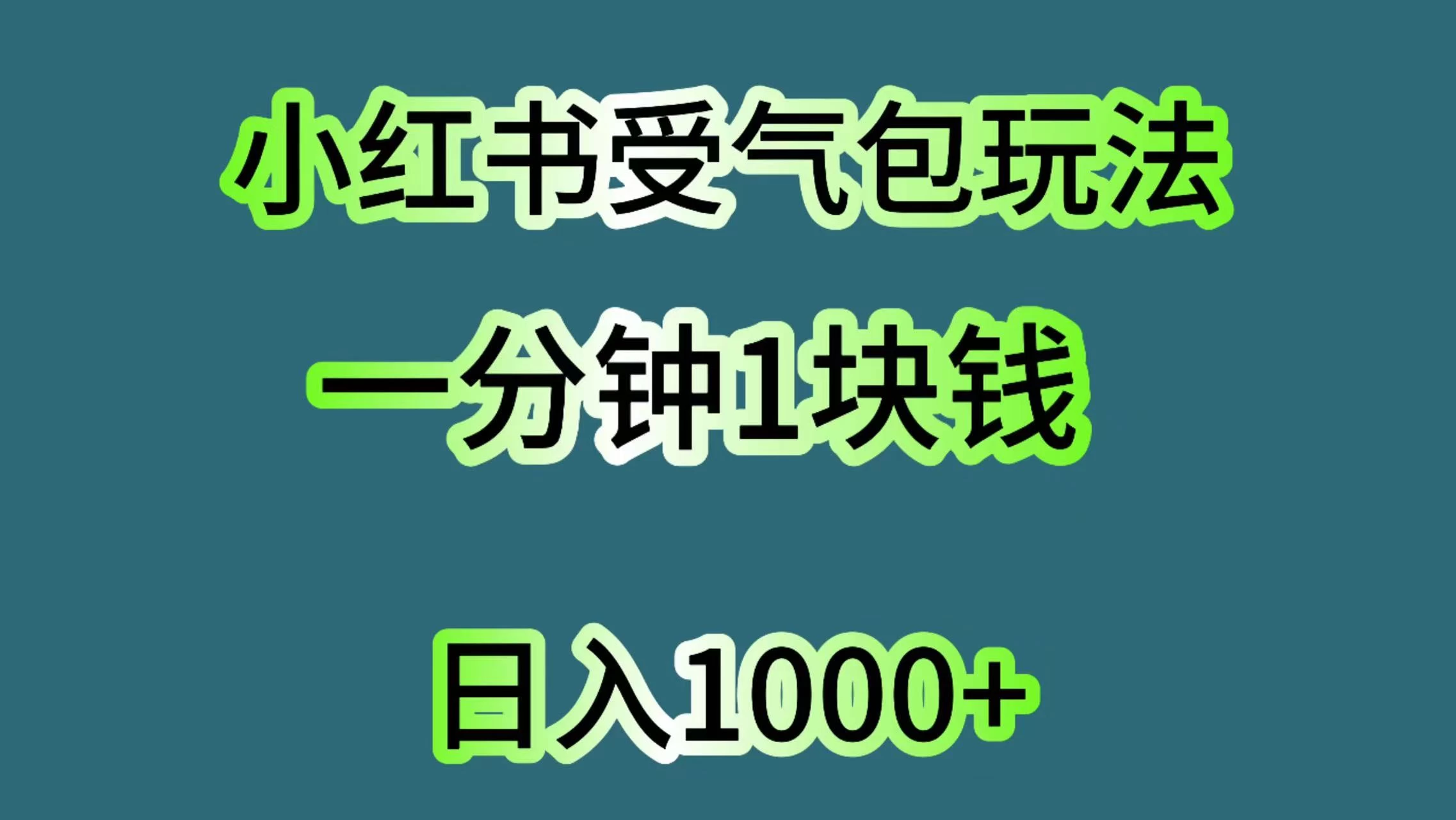小红书受气包玩法，一分钟一块钱，日入1000+ - 小辰精品|源码站™