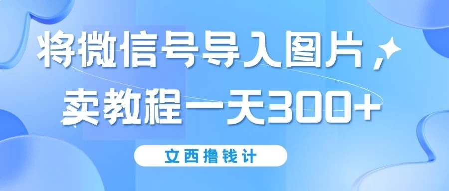 将微信号导入图片，卖教程一天300+（无脑操作！有手就会！） - 小辰精品|源码站™