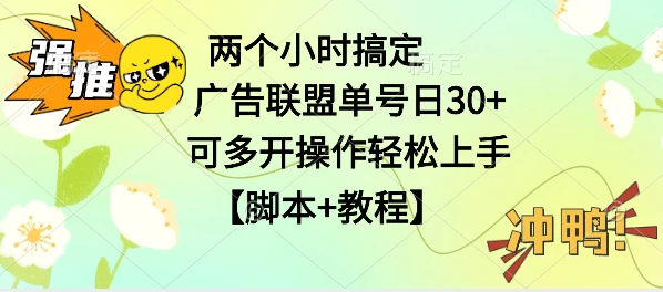 广告联盟掘金，每天2小时稳定收益单号30+可多开，轻松上手，全套详细【脚本+教程】 - 小辰精品|源码站™