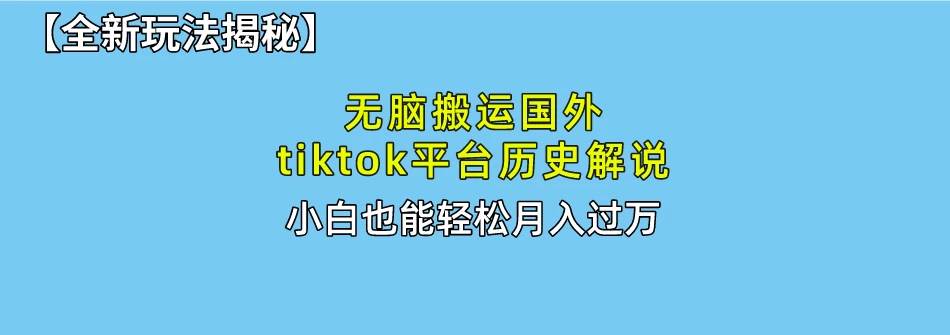 史上最简单！搬运TikTok历史视频，驱虫后轻松月赚万元 - 小辰精品|源码站™
