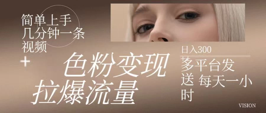 色粉变现，拉爆流量，简单上手几分钟一条视频，多平台发送每天一小时，日入300+ - 小辰精品|源码站™