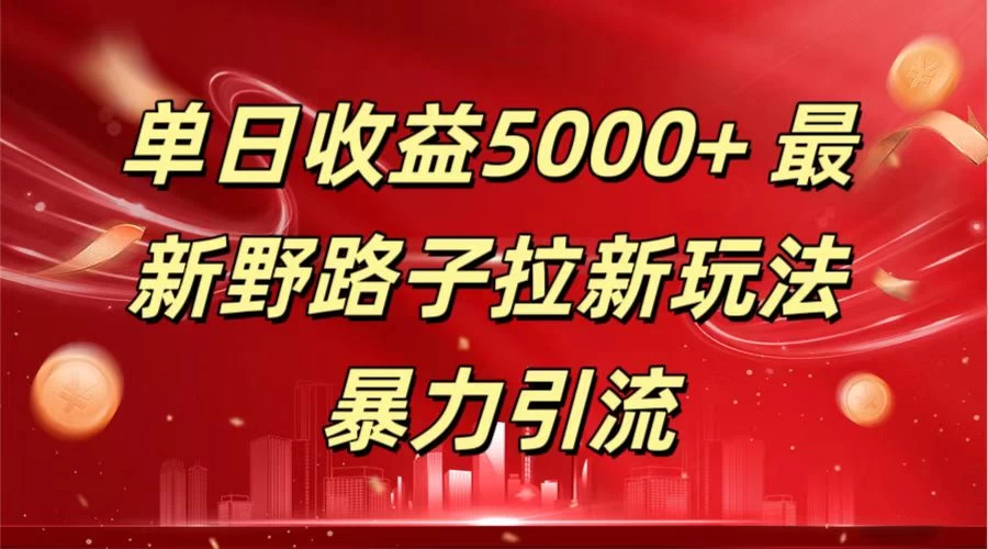 单日收益5000+ 野路子拉新玩法，一单利润43，吃瓜暴力拉新 - 小辰精品|源码站™