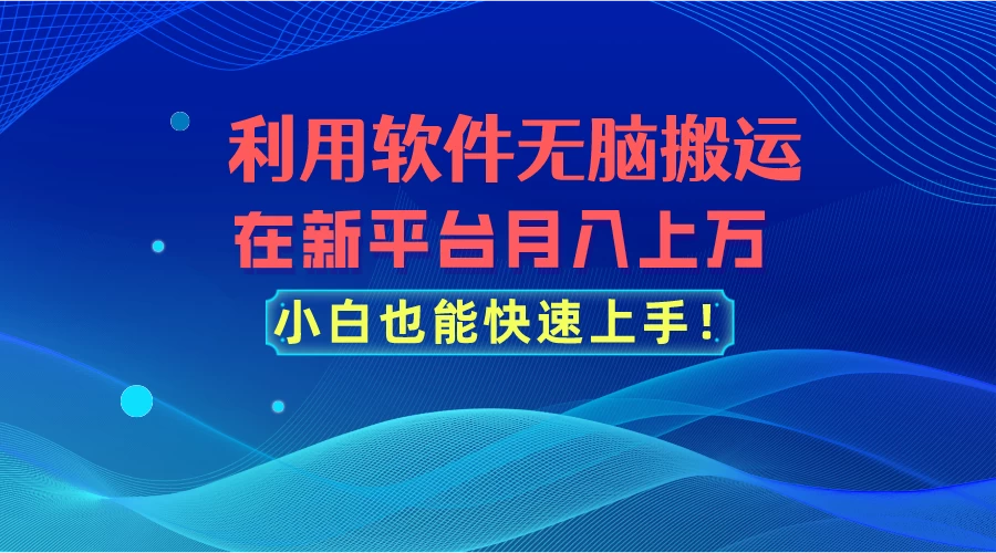 利用软件无脑搬运，在新平台月入上万，小白也能快速上手 - 小辰精品|源码站™
