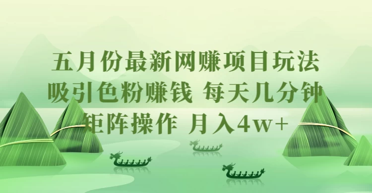五月份最新网赚项目玩法，吸引色粉赚钱，每天几分钟，矩阵做号，月入4万+ - 小辰精品|源码站™