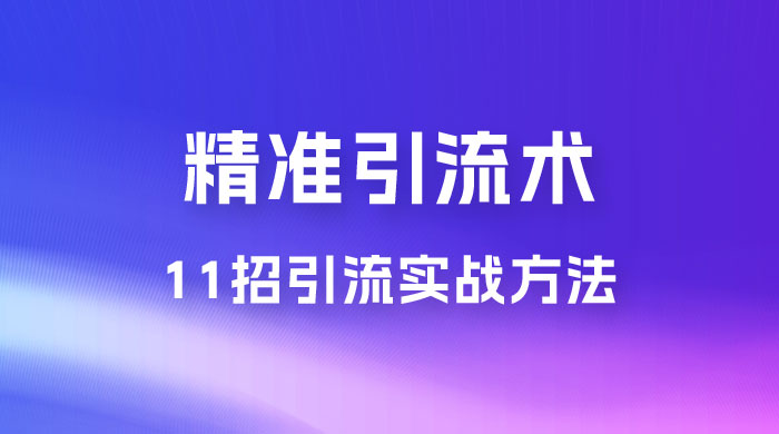 精准引流术：11 招引流实战方法，让你私域流量加到爆（共 11 课） - 小辰精品|源码站™