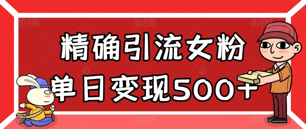 精确引流女粉，单日变现500+，高复购，保姆级教程 - 小辰精品|源码站™