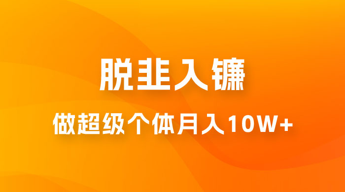 脱韭入镰，通过做「超级个体」月入 10w+，普通人实现阶层跨越的最优解 - 小辰精品|源码站™
