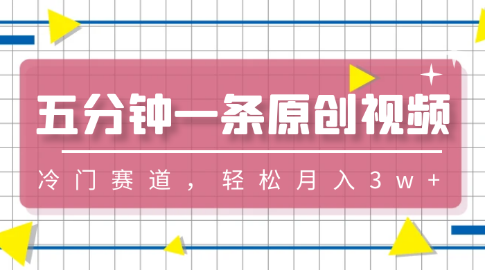 五分钟一条原创视频，冷门赛道，轻松月入3w+ - 小辰精品|源码站™