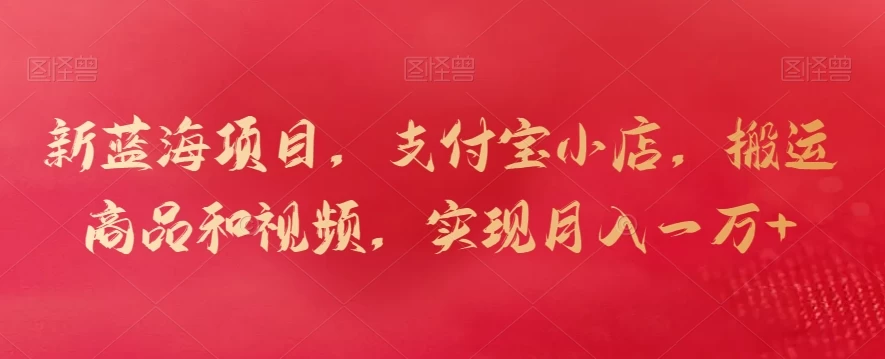 新蓝海项目，支付宝小店，搬运商品和视频，实现月入一万+ - 小辰精品|源码站™