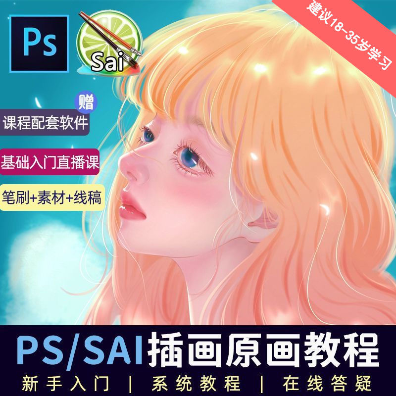 教程零基础 CG 漫画 SAI 线稿笔刷手绘画数位板绘视频课程 - 小辰精品|源码站™
