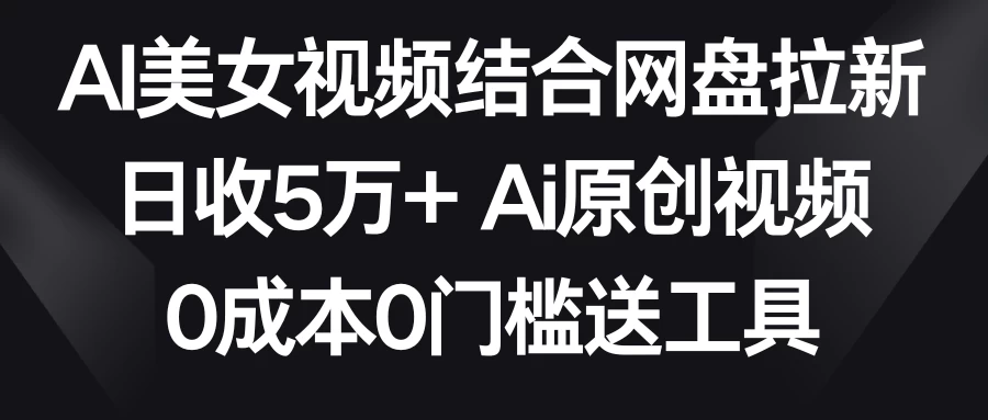 AI美女视频结合网盘拉新，日收5万+ 两分钟一条Ai原创视频，0成本0门槛送工具 - 小辰精品|源码站™