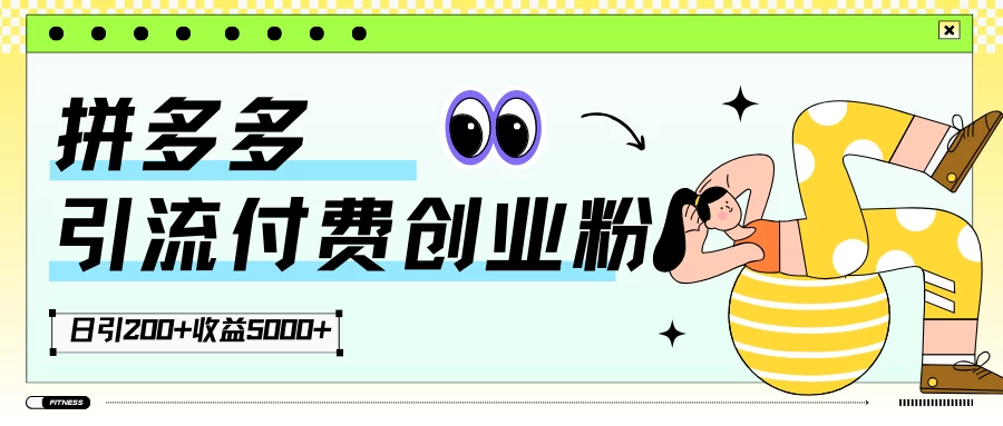 拼多多引流付费创业粉，日引200+，收益5000+ - 小辰精品|源码站™