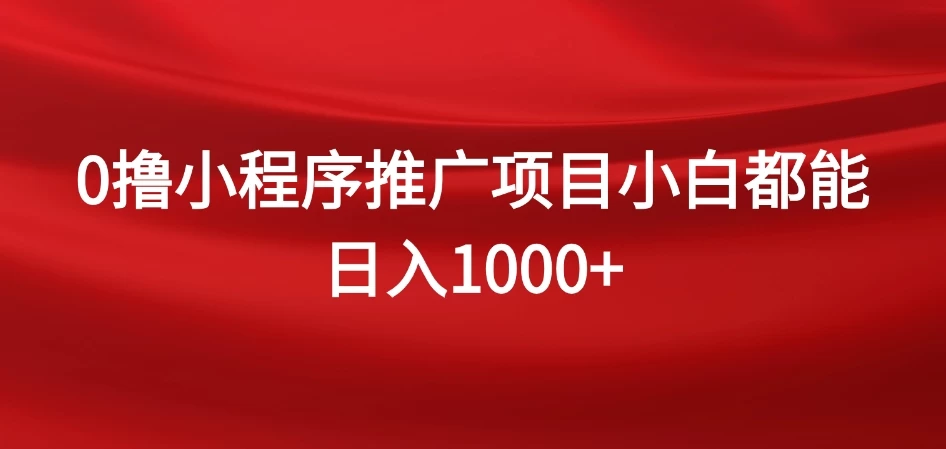 0撸小程序推广项目，日入四位数，零基础小白也能做 - 小辰精品|源码站™
