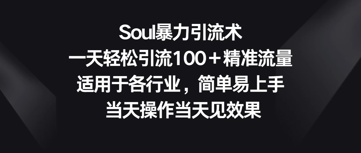 Soul暴力引流术，一天轻松引流100＋精准流量，适用于各行业，简单易上手 当天操作当天见效果 - 小辰精品|源码站™