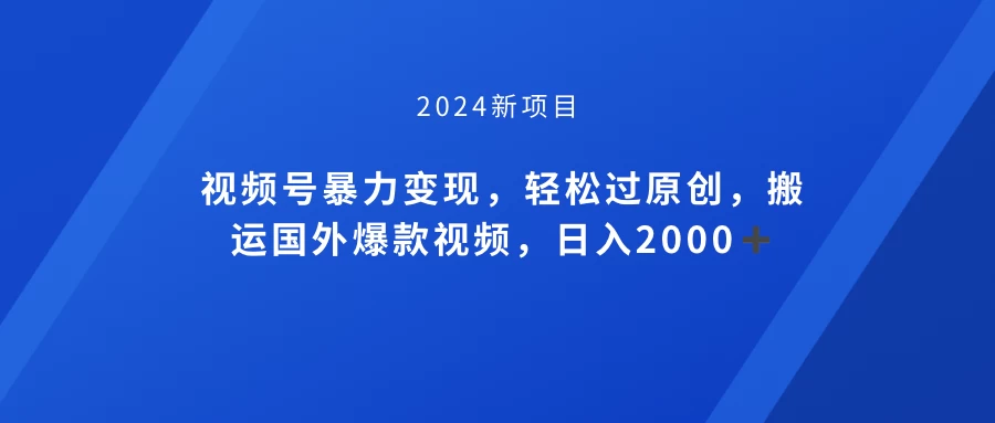 视频号创作者分成计划，搬运国外爆款视频，100%过原创，小白也能品22000+ - 小辰精品|源码站™