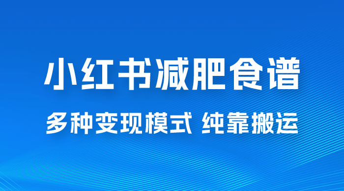 小红书减肥食谱赛道，多种变现模式作品纯靠搬运，轻松日入 1000+ - 小辰精品|源码站™