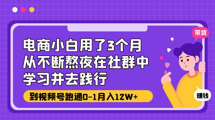 电商小白用了 3 个月，从不断熬夜在社群中学习并去践行，到视频号跑通 0-1 月入 12W+ - 小辰精品|源码站™