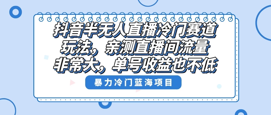 抖音半无人直播冷门赛道玩法，直播间流量非常大，单号收益也不低！ - 小辰精品|源码站™