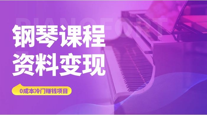 钢琴课程资料变现副业项目，虚拟资源 0 成本，冷门赚钱项目 - 小辰精品|源码站™