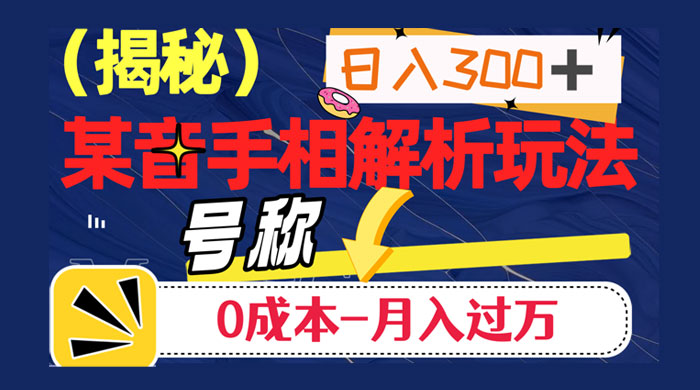 抖音手相解析玩法，聊聊天日入 300+，号称 0 成本月入过万 - 小辰精品|源码站™