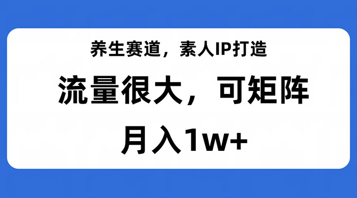 养生赛道，素人IP打造，流量很大，可矩阵，月入1w+ - 小辰精品|源码站™