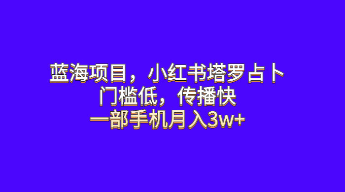 蓝海项目，小红书塔罗占卜：门槛低，传播快，一部手机月入五位数 - 小辰精品|源码站™