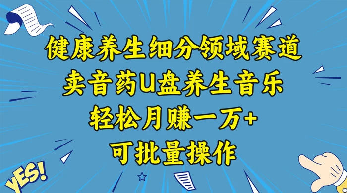 健康养生细分领域赛道，卖音药U盘养生音乐，轻松月赚一万+，可批量操作 - 小辰精品|源码站™