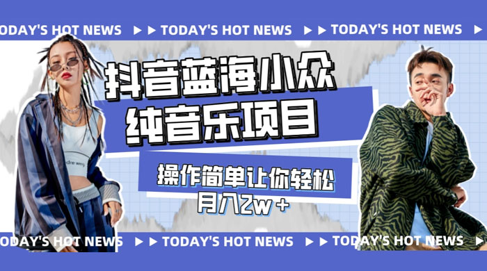 宝藏细分领域，抖音蓝海小众纯音乐项目，操作简单让你轻松月入 2w+ - 小辰精品|源码站™