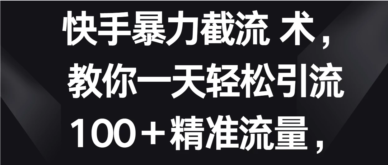快手暴力截流术，教你一天轻松引流100＋精准流量，当天做当天见效果 - 小辰精品|源码站™