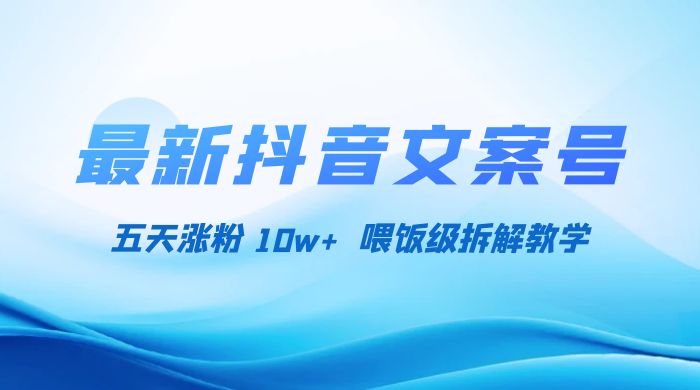 最新抖音暴力文案号，五天涨粉 10w+，喂饭级拆解教学 - 小辰精品|源码站™