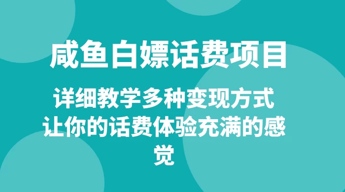 仅揭秘：咸鱼白嫖话费项目，详细教学多种变现方式，让你的话费体验充满的感觉 - 小辰精品|源码站™