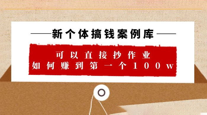 新个体搞钱案例库：可以直接抄作业，如何赚到第一个 100w（共 29 节视频+文档） - 小辰精品|源码站™