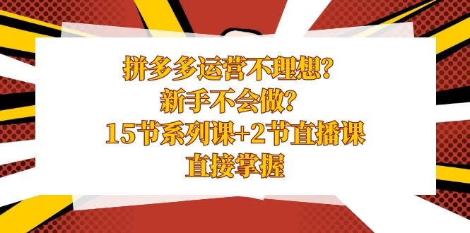 拼多多运营不理想？新手不会做？​15 节系列课+ 2 节直播课，直接掌握 - 小辰精品|源码站™