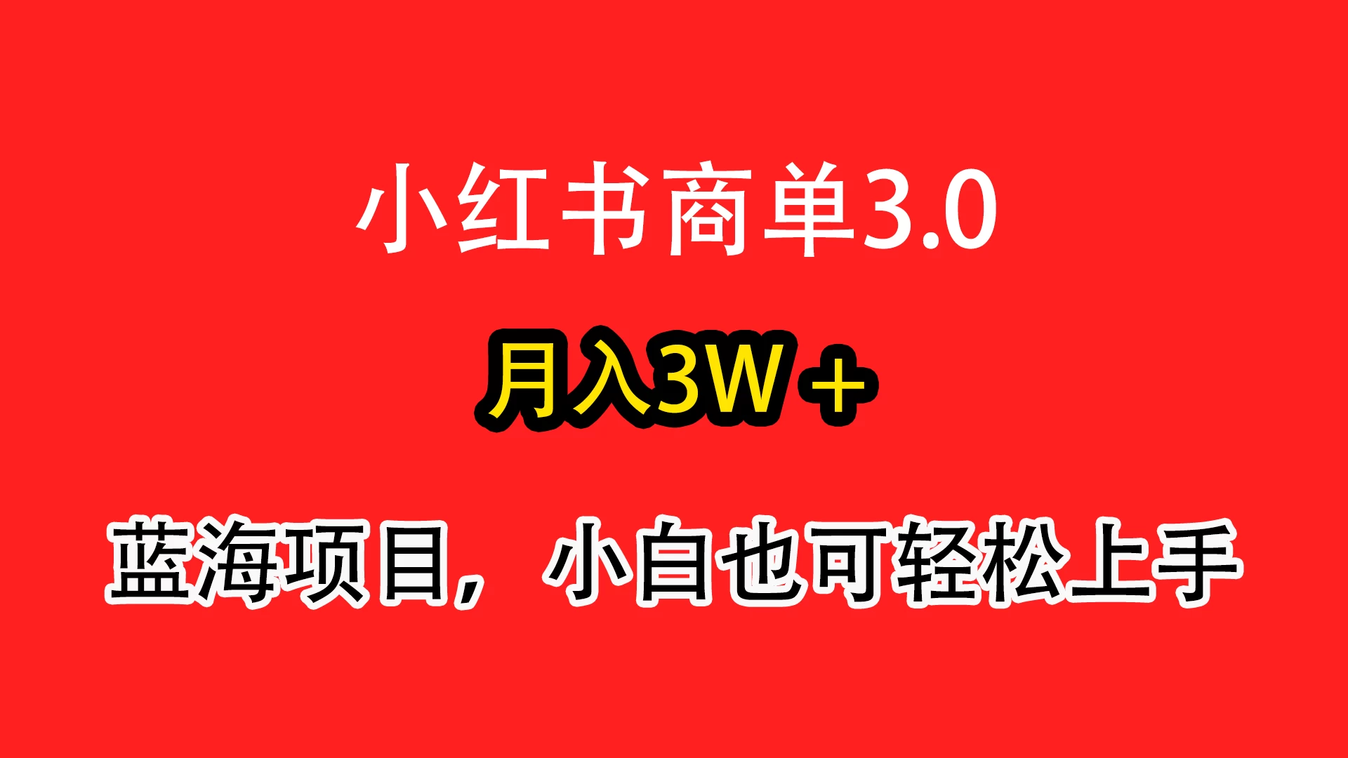 小红书商单3.0，月入3w＋，蓝海项目，小白轻松上手 - 小辰精品|源码站™