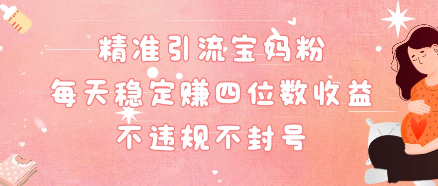 精准引流宝妈粉每天稳定赚四位数收益小白可以操作 - 小辰精品|源码站™