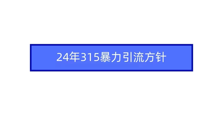 24年315暴力引流方针 爆款筛选让你快速热门+变现 - 小辰精品|源码站™