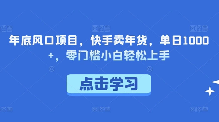 年底风口项目，快手卖年货，单日 1000+，零门槛小白轻松上手 - 小辰精品|源码站™