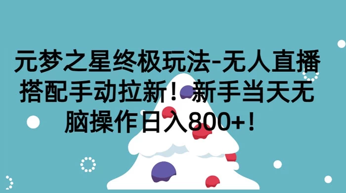 元梦之星终极玩法-无人直播搭配手动拉新，新手当天无脑操作日入800+ - 小辰精品|源码站™