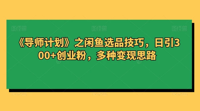 闲鱼选品技巧，日引 300+ 创业粉，多种变现思路 - 小辰精品|源码站™