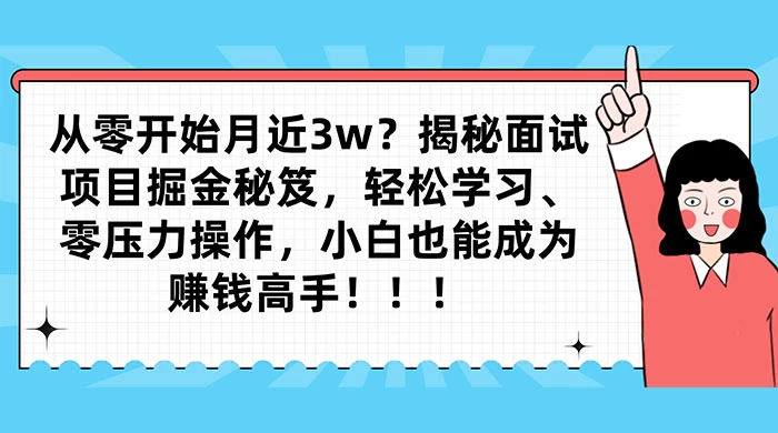 从零开始月入近3w？揭秘面试项目掘金秘笈，轻松学习、零压力操作，小白也能成为赚钱高手 - 小辰精品|源码站™