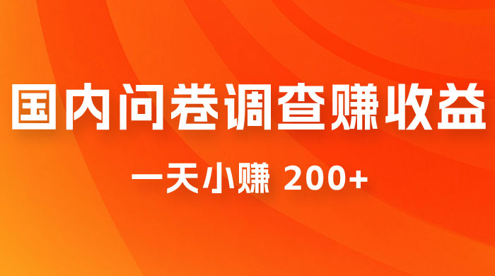国内问卷调查赚收益，一天小赚 200+，小白随便上手 - 小辰精品|源码站™
