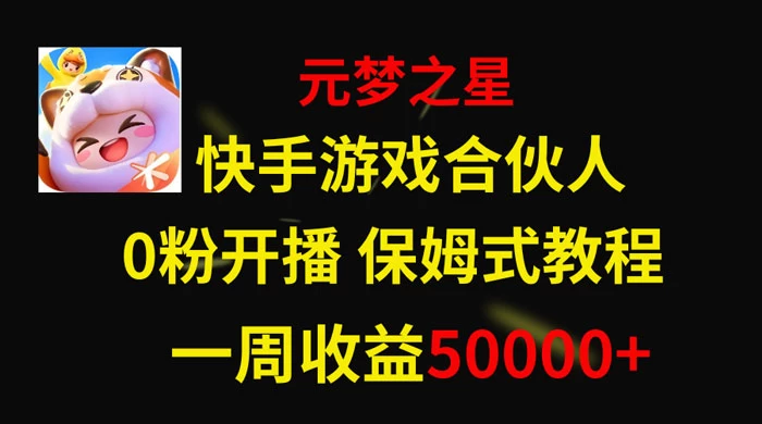 快手游戏合伙人新风口，元梦之星爆火游戏，一周收入50000+ - 小辰精品|源码站™