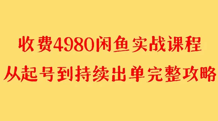 外面收费 4980 闲鱼无货源实战教程，单号 4000+ - 小辰精品|源码站™