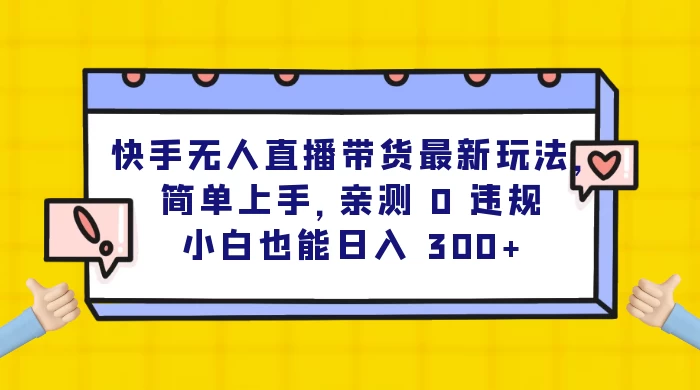 快手无人直播带货最新玩法，简单上手，亲测 0 违规，小白也能日入 300+ - 小辰精品|源码站™