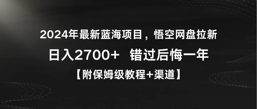 2024年最新蓝海项目，悟空网盘拉新，日入2700+错过后悔一年【附保姆级教程+渠道】 - 小辰精品|源码站™
