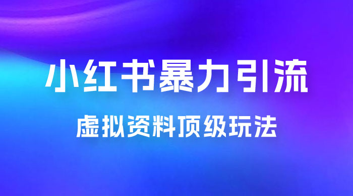 虚拟资料顶级玩法，小红书暴力引流，喂饭级教程零成本，利润任你定 - 小辰精品|源码站™