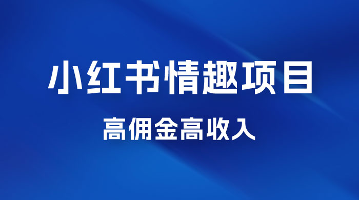 最新小红书情趣项目，日入千，高佣金高收入，操作简单，长期稳定 - 小辰精品|源码站™
