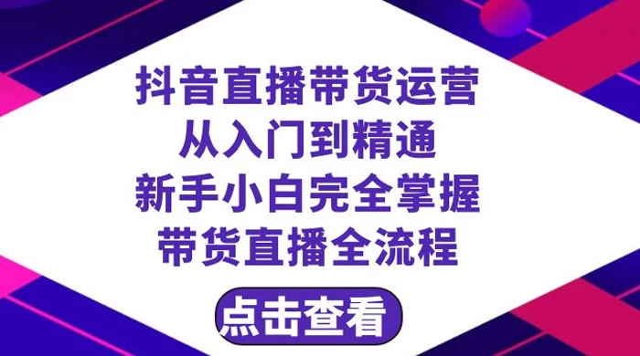 抖音直播带货，运营从入门到精通，新手完全掌握带货直播全流程（共 23 节） - 小辰精品|源码站™